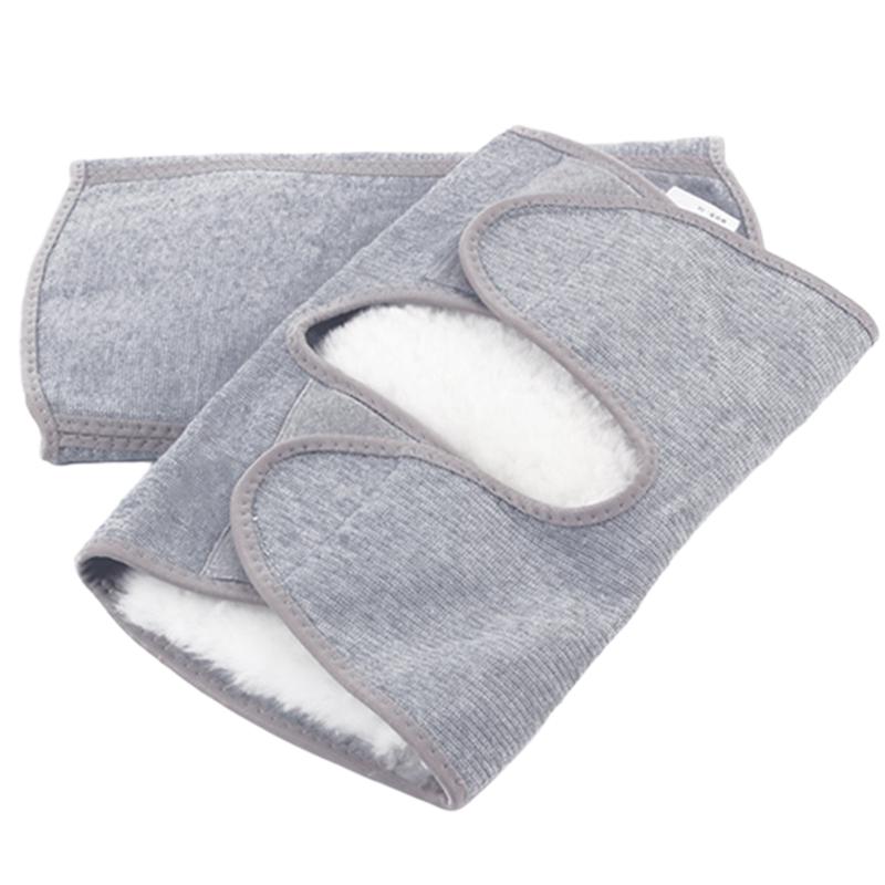 

2pcs Knee Pads Soft Outdoor Artificial Wool Prevent Arthritis Winter Warm High Elastic Anti Cold Running Protective Gear Support, Grey