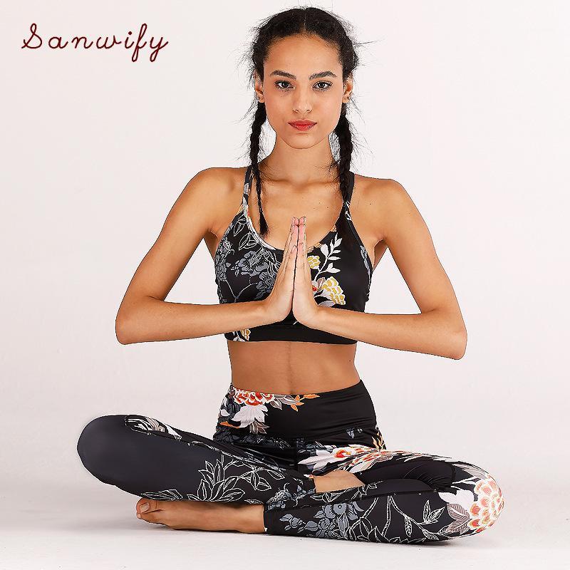 

2020 New 2 Piece Tracksuit For Women' Clothing Sportswear Fitness Sports Suit Gym Clothing Yoga Set Bra+pants Leggings Workout1, Black yoga set