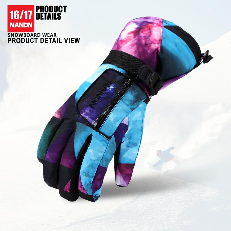 

NANDN SNOW Ski gloves men women Keep warm Snowboard Gloves Motorcycle Winter Skiing Climbing Waterproof Snow, Heihongtuya