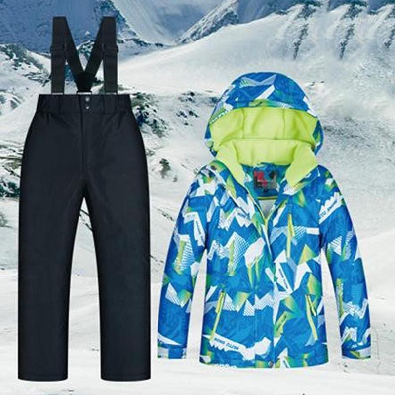 

Girls Boys Snowsuit Ski Jacket Trousers Set Thickened Thermal Waterproof Windproof Kids Skiing Snowboarding Jackets & Pants Set1, Red