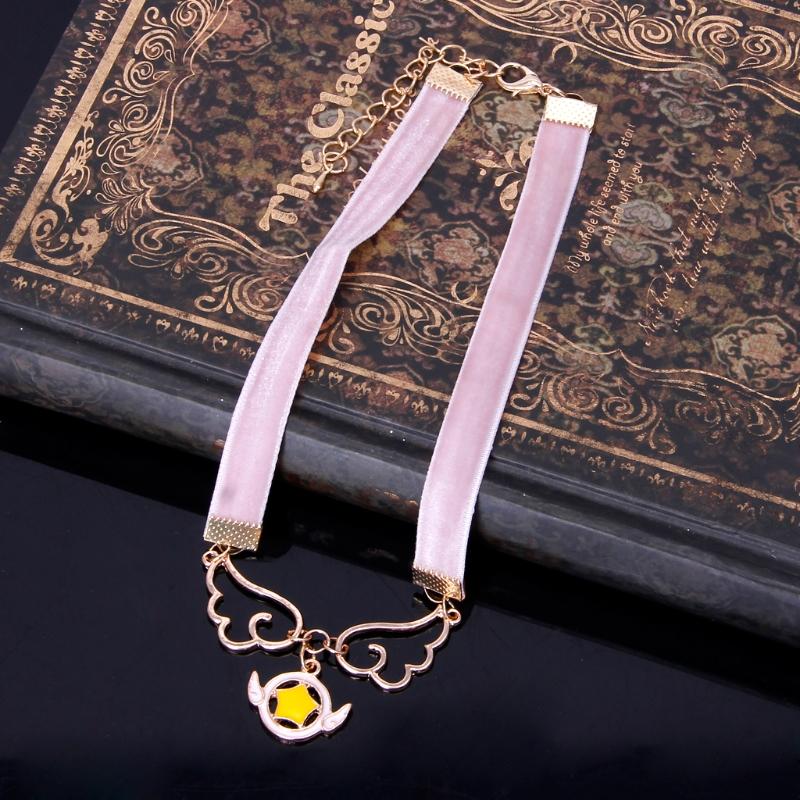 

Chokers Cosplay Pendant Necklace Enamel Wing Star Heart Card Captor Velvet Choker