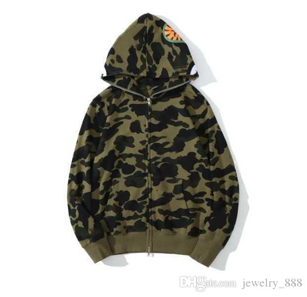 

22Newest Lover Camo Shark Print Cotton Sweater Hoodies Men's Casual Purple Red Camos Cardigan Hooded Jacket Sizes S, Spread