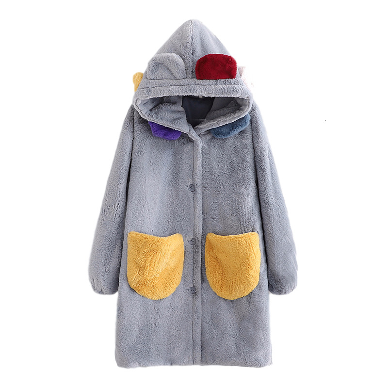 

2021 New Elegantes De Pele Do Falso Moda Senhoras Bolso Longo Streetwear Feminino Chique Solto Casaco Casual Meninas 98cq, Gray