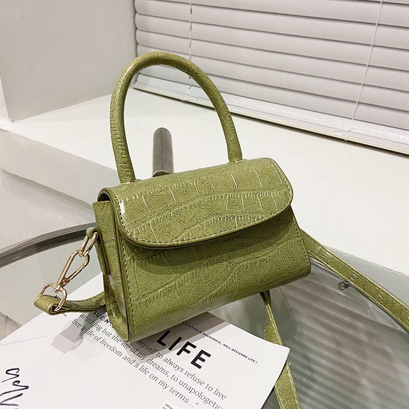 

Mini Small Square Bag 2021 Fashion New Quality PU Leather Women's Purses and Handbags Retro Stone Pattern Shoulder Messenger Bag, Black