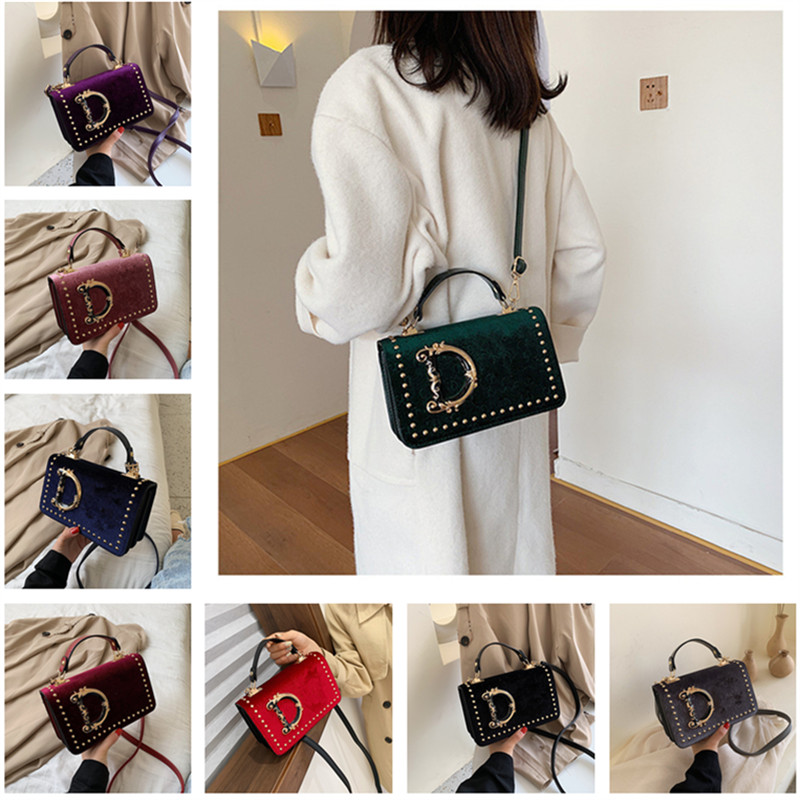 

Fashion Letter Shoulder Bags D Velet Women Crossbody Bag Girls Handbag Rivet Design Messager Bags Outdoor Travel Handbags Phone Pouch 2020, List for mixed colors