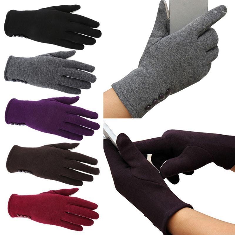 

Fashion Womens Winter 4 Buttons Touch Screen Gloves Outdoor Sports Warm Gloves Mittens Mittens Cashmere1