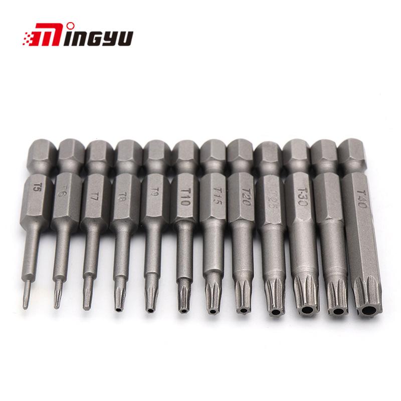 

12Pcs Security Torx T5-T40 Bit Set 1/4" 6.35mm Hex Shank Home Repair Tools Kit Electric Magnetic Screwdriver Air Bits with Hole