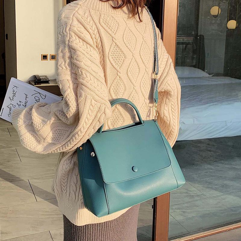 

Fashionable And Versatile Women's PU Leather Bag 2021 Simple Shoulder Messenger Handbags Crossbody Soil Color For Women