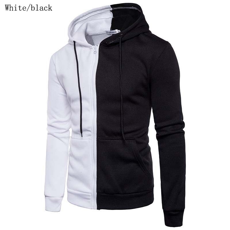 

Spot factory direct sales fashion long-sleeved hooded drawstring sweater jacket sports leisure plus size men's zipper jacket, Black