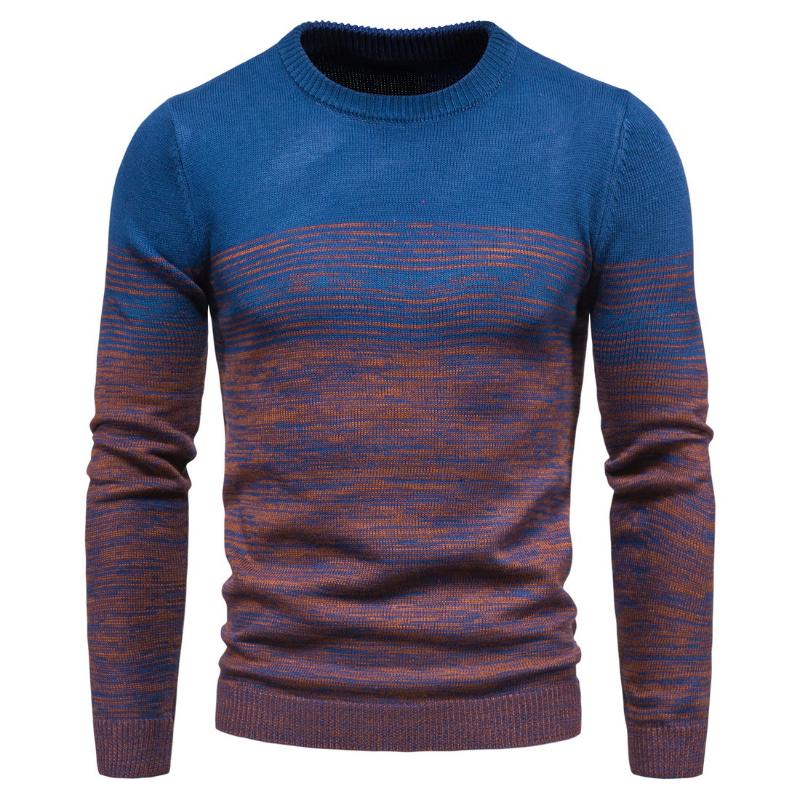 

New Autumn Men's Knitwear Pullers Round Neck Mixed Bottom Sweaters, Black