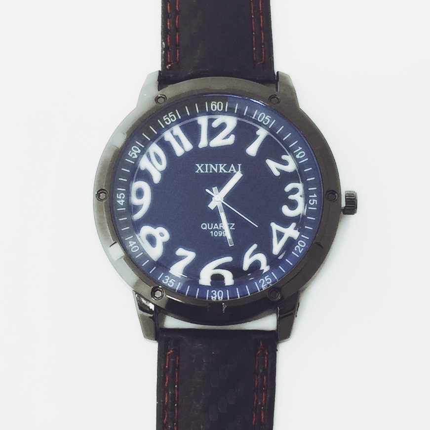

Casual men's watch quartz watch belt Watch, Red line strap