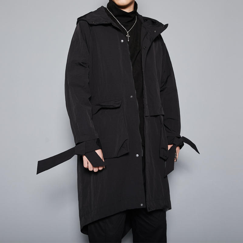 

2021 New Japanese Cut-off British Function with Medium Hood Long Autumn/winter Coat Jacket Man YB4S, Black