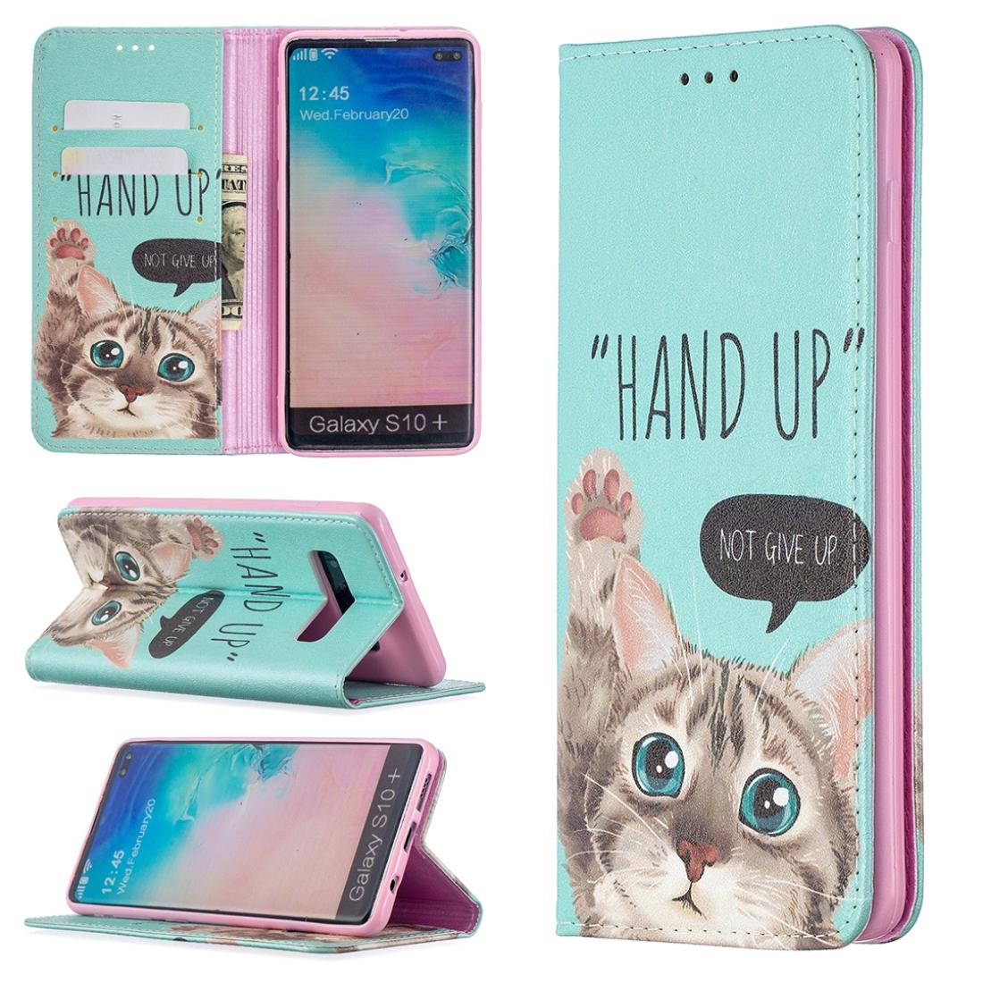 

For Samsung Galaxy S10 Plus Colored Drawing Pattern Invisible Magnetic Horizontal Flip PU Leather Case with Holder Card Slots Wallet