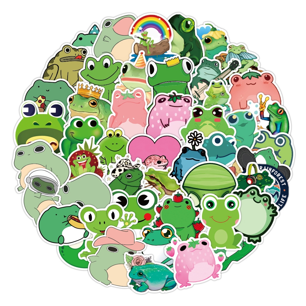 

Fedex Shipping Wholesale 50pcs/pack Cartoon Stickers Cute Frog Sticker Skateboard Suitcase Guitar Children Graffiti Sticker Kids Toy, Multi-color