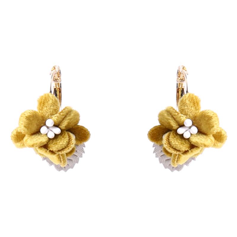 

Badu Small Hoop Flower Earrings Women Handmade fabric Dangle Earring 2020 Fashion Jewelry Drop shipping and wholesale