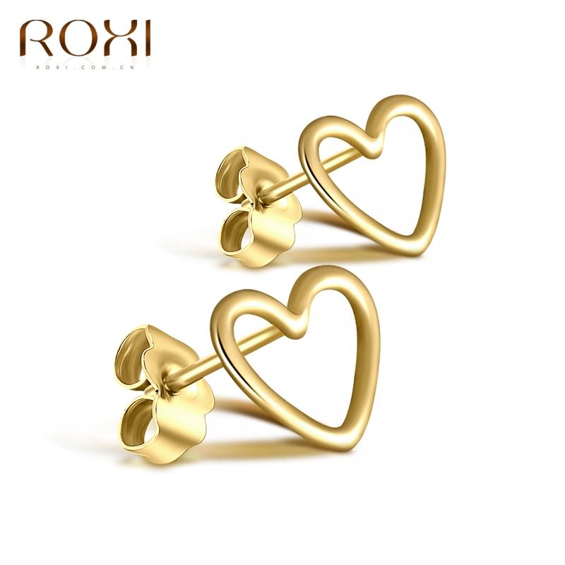 

Stud ROXI Minimalism Glossy Heart Earrings For Women Girls Lovely Earings Jewelry 925 Sterling Silver Unusual Piercing