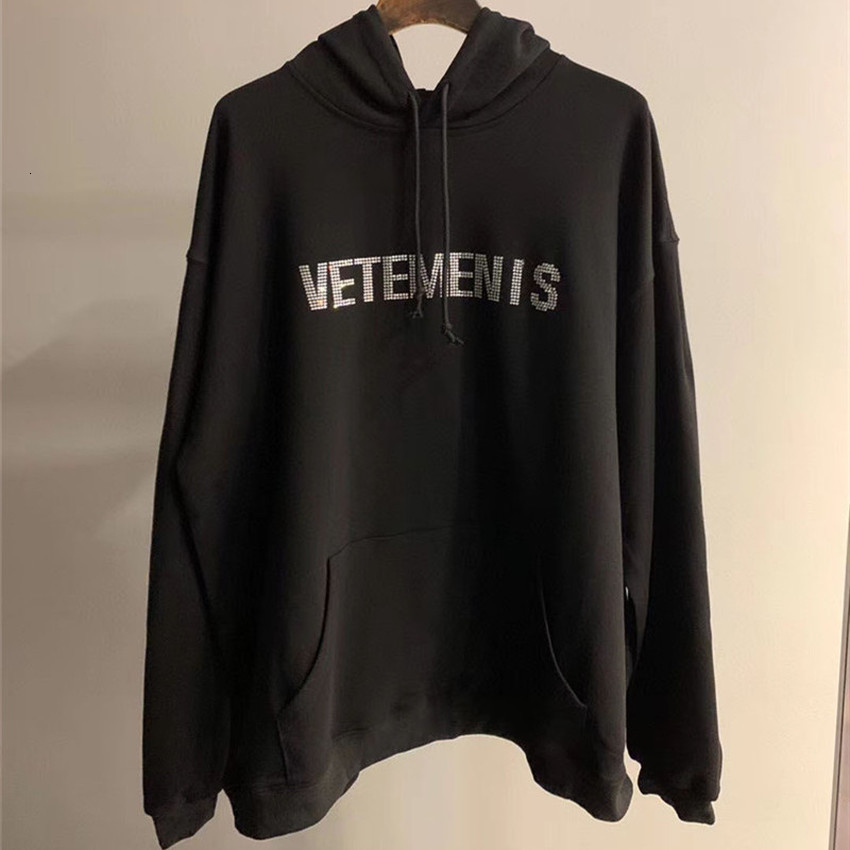 

2021 New Flash Drilling Hoodie Hoody Men Women 1:1 High-quality Vtm Sweatshirts Vetements Pullover with Tag Cpqx