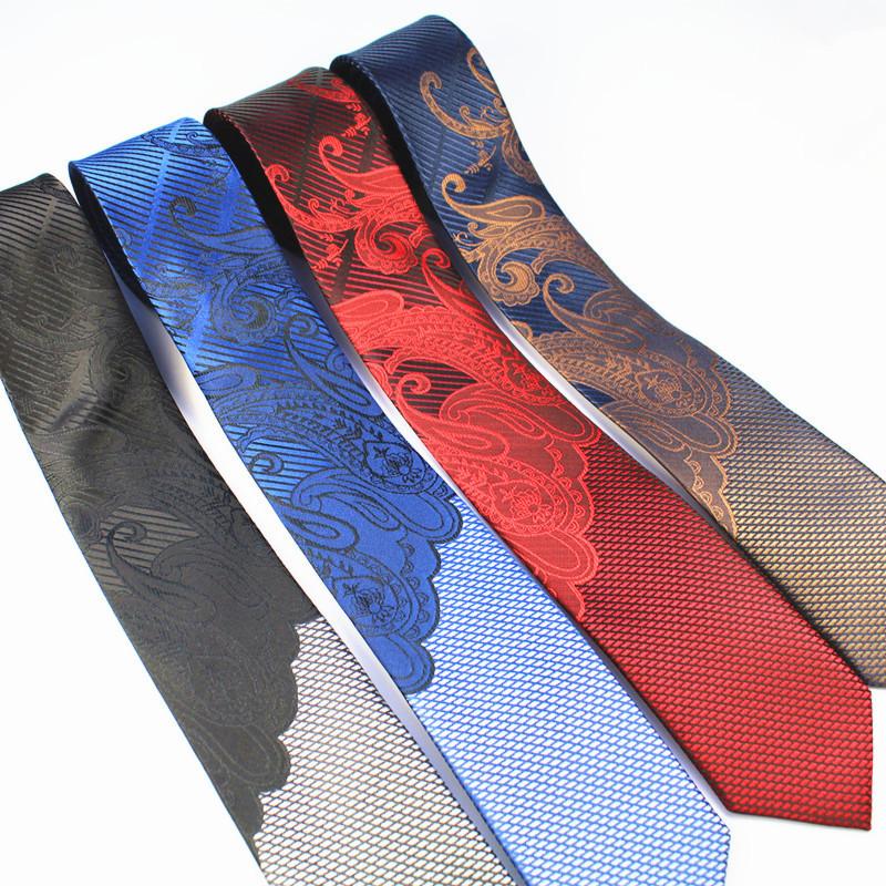 

GUSLESON Mens Ties Luxury Man Floral Skinny Neckties Hombre 6 cm Gravata Slim Tie Classic Business Casual Paisley Tie For Men