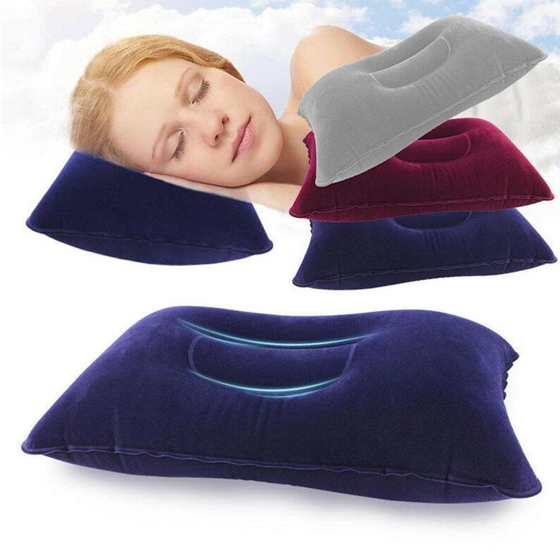 

3 Colors Portable Outdoor Folding Air Inflatable Pillow Double Sided Flocking Cushion for Travel Plane Home Hotel Sleep Supplies1