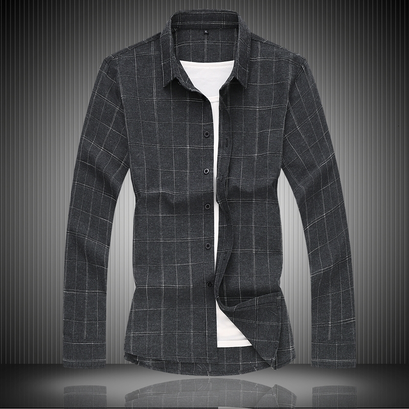 

2021 New Autumn Spring Plaid Chinese Men's Shirts Long Sleeves Blouse Big 6xl 7xl for Man 3FL6, 417 2