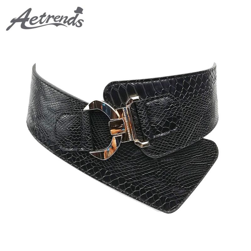 

Belts [AETRENDS] Women's Fashion Vintage Wide Waist Belt Elastic Stretch Steampunk Waistband With Interlock Buckle D-0136, Red