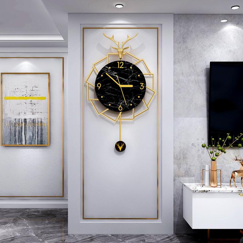 

Home Wall Decorative Silent High Quality Marble Wall Clock With Deer Decoration