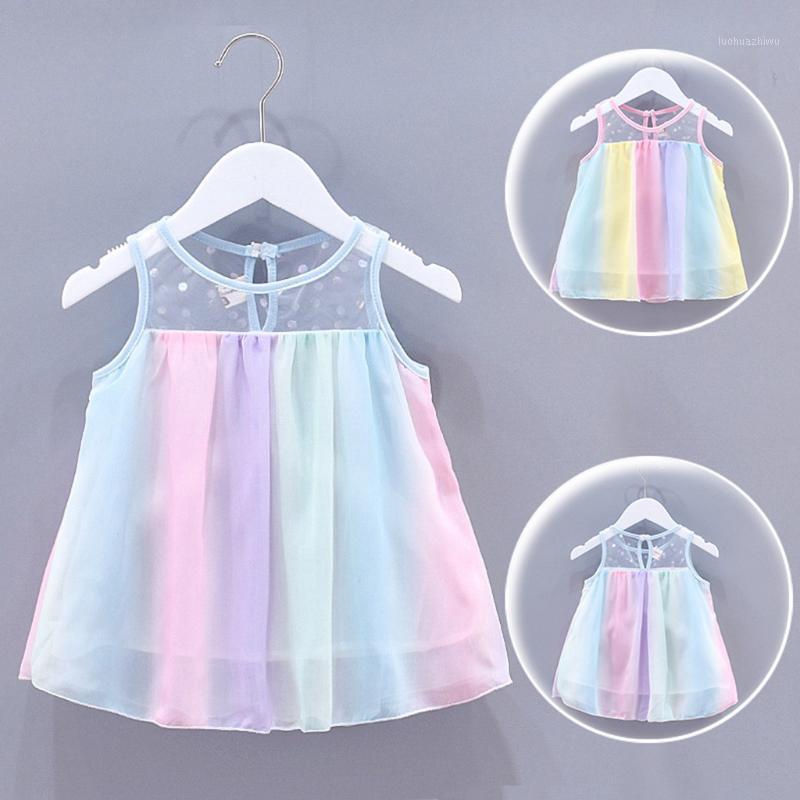 

Toddler Baby Girls Sleeveless Rainbow Tulle Princess Dress1, Blue