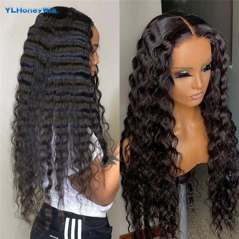

30 inch Brazilian Loose Deep Wave Wig Curly Lace Frontal Wig Pre plucked Remy 4x4 Lace Closure Human Hair Wigs For Black Women, 4x4 lace front