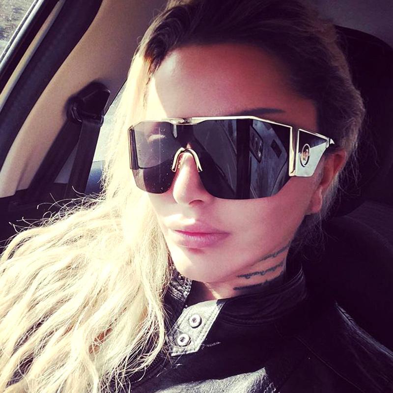 

Ins Oversize Luxury Metal Modern One Piece Sunglasses Women 2021 Punk Sun Glasses Men Oculos Feminino Lentes Gafas De Sol UV400