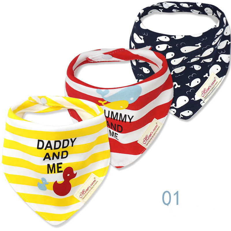 

3 Pcs/Lot Baby Bandana Bibs Scarf Burp Cloths Saliva for Newborn Infant Toddler Boys Girls Kids Cartoon Triangle Cotton Bib