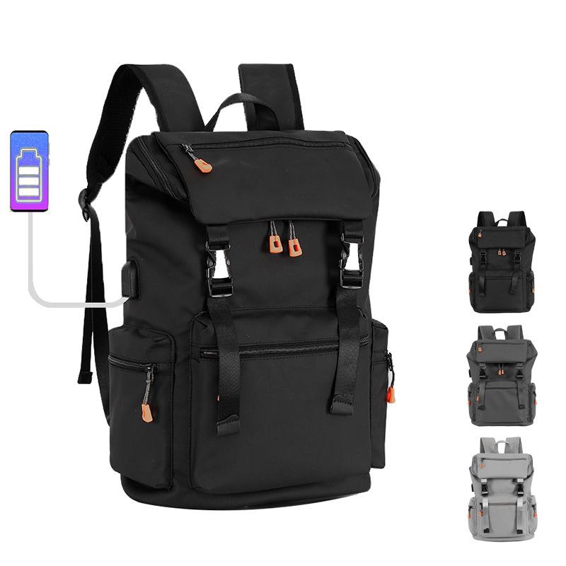 

Outdoor Bags Large-capacity Backpack Portable Business Travel Bag Computer With Charging Port Durable Student School, Black