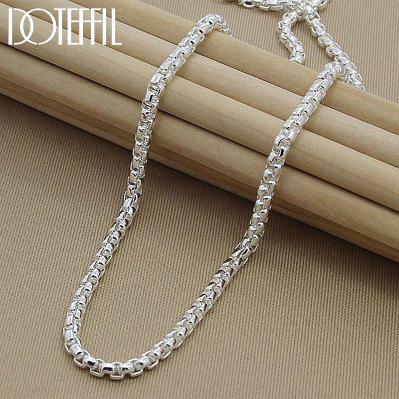 

Chains DOTEFFIL 925 Sterling Silver 5mm Round Box Chain 18/20/24 Inch Necklace For Woman Men Fashion Wedding Engagement Charm Jewelry