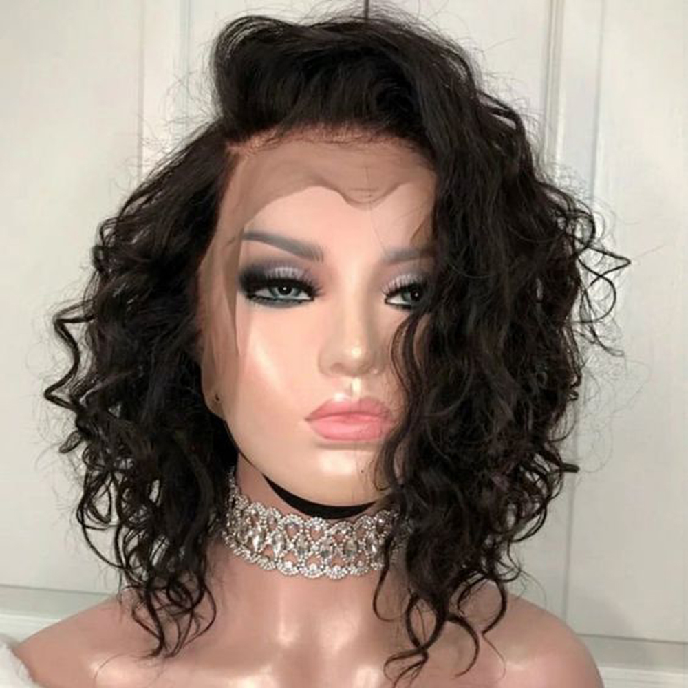 

Side Part Lace Front Wig Natural Black For Black Women Cosplay Glueless Short Heat Resistant Daily Wig With Baby Hair