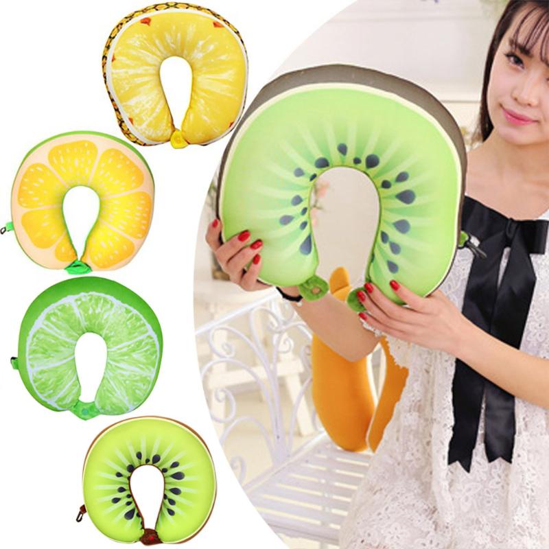 

Fruit U-shaped neck pillow car pillow Protect the Neck Travel Watermelon Kiwi Orange Pillows Cushion Home Textile