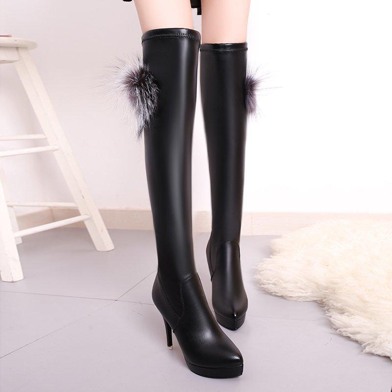 

Black Over The Knee Boots Women Super High Heels Platform Boots Sexy Pointed Toe Thigh High Winter Shoes Women 2020