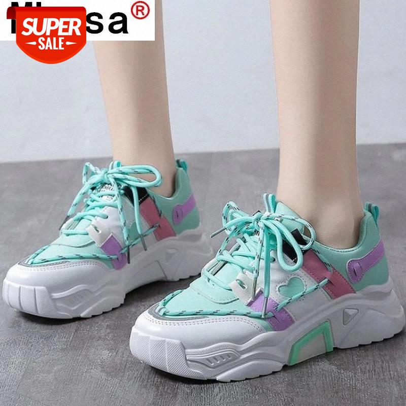 

New Sugar Color Women Casual Shoes Fashion Breathable Comfortable Walking Lace-up Women Sneaker Platform Vulcanized Shoes #6F3O, Sky blue