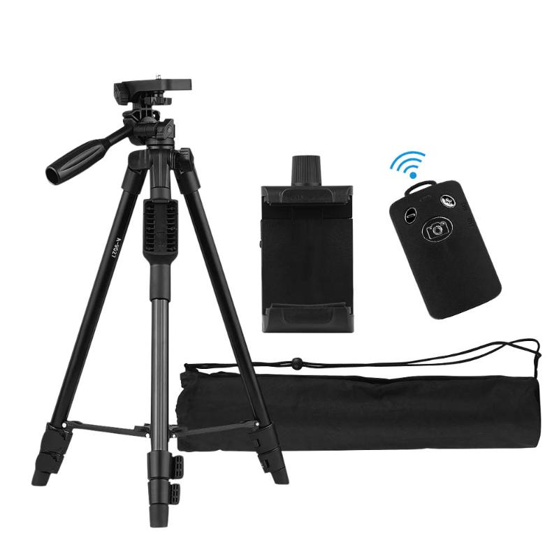 

47-inch Light weight Travel Camera Tripod Stand with Smartphone Holder BT Remote Control Tripod for Phone for Canon Nikon Sony