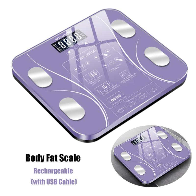 

Body Fat Scales Electronic Weight Scale BMI Scale Water Mass Health Body Composition Analyzer Monitor USB rechargeable