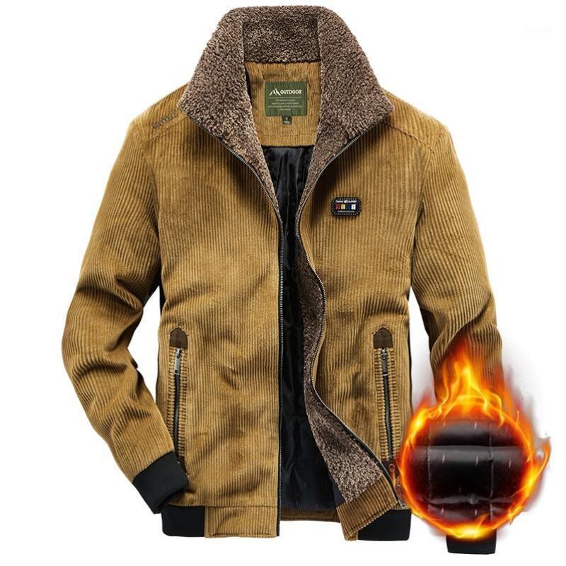 

Winter Outdoor Hiking Men Jacket 2020 New Jacket Fleece Collar Bomber Coats Male Fashion Thick Warm Corduroy Outerwear1, 037 coffee