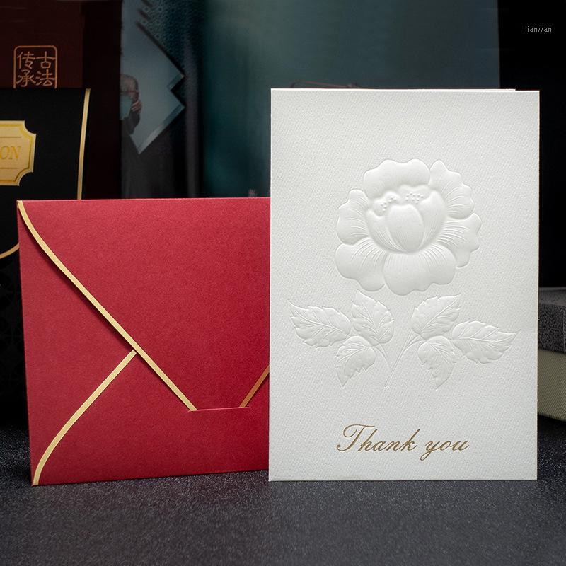 

20pcs White Wedding Invitation Card Elegant Decoration Flowers Bronzing Birthday Party Thank You Cards With Envelopes1
