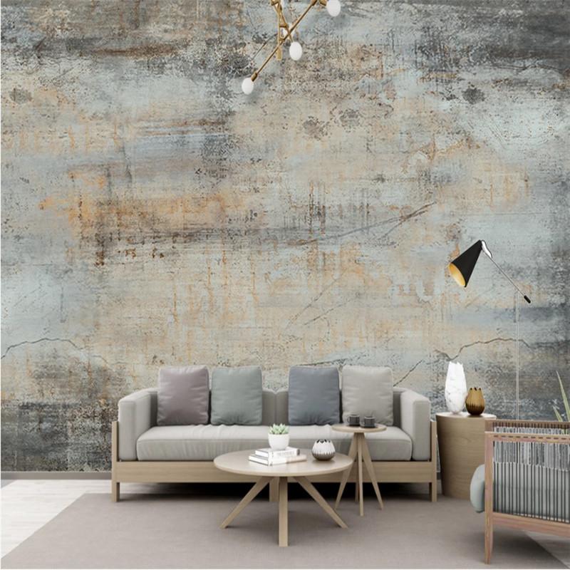 

European and American Retro Industrial Style Gray Brown Shabby Cement Wall Paper 3D Cafe Restaurant Decor Mural Wallpaper 3D, Embossment paper