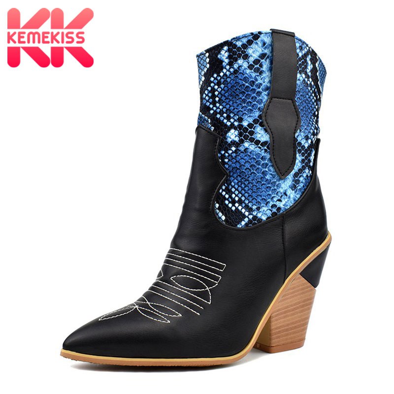 

KemeKiss Plus Size 34-48 Women Mid Calf Boots Chesil Brand New 2020 Fashion Shoes Women Casual Pointed Toe Sexy Female Footwear, Red