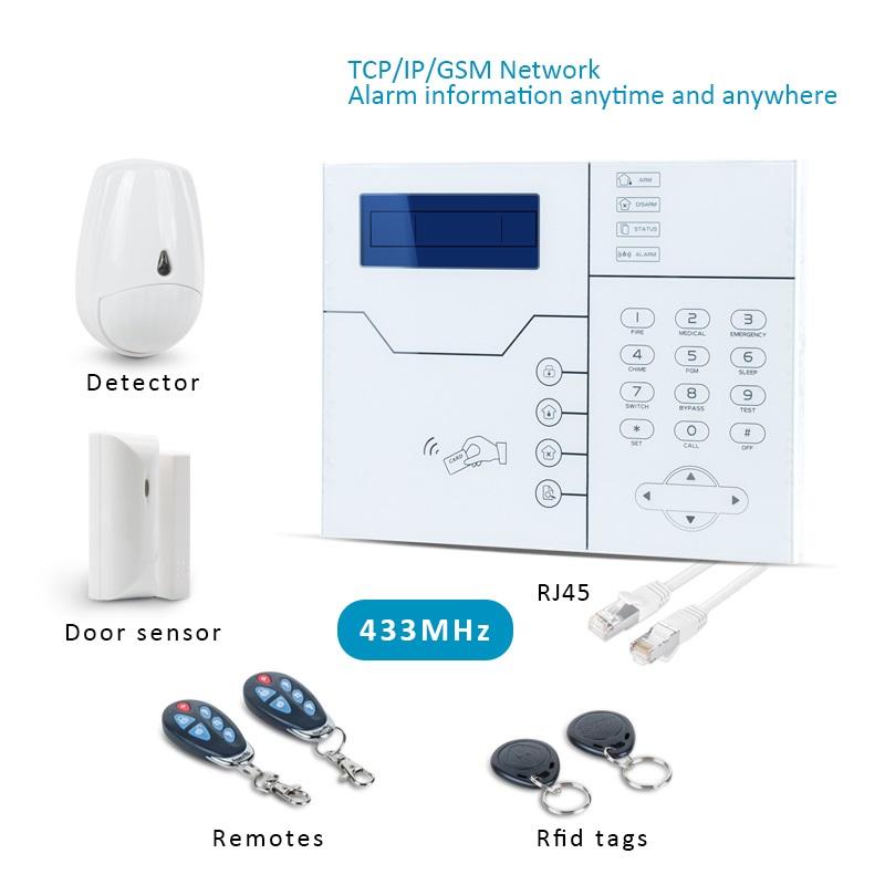 

433MHZ Focus ST-VGT Wireless TCP IP GSM Alarm Kit For Home Security System English/French/Spanish PIR Motion Sensor Door Sensor