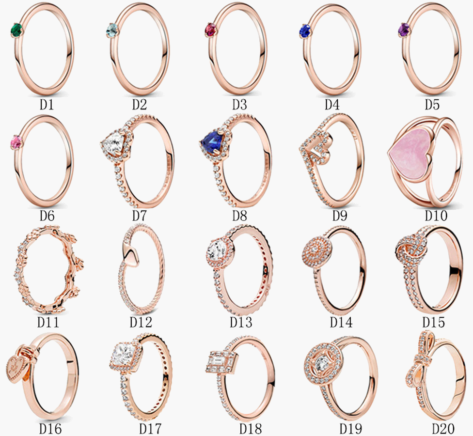 

Women's 925 Sterling Silver Wedding Rings Cubic Zirconia Diamonds for Pandora Style Women new double wishbone solitaire ring Ladies Gif, Slivery;golden