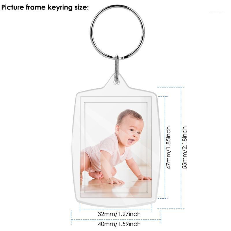 

25/50PCS Transparent Blank Acrylic Key Chain Photo Picture Frame Keyring Keychain Key Holder Rectangle Photo Frame Ring1