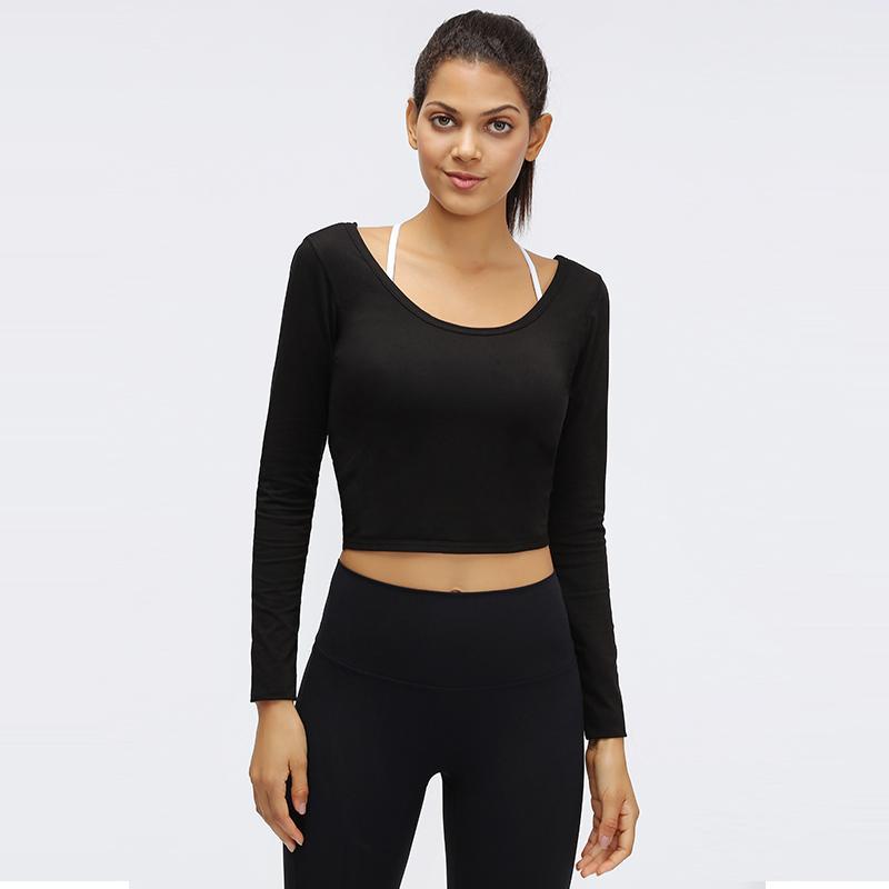 

1 pc free shipping NWT Sexy Design Workout Fitness yoga shirt Tops Women long shirt Slim Fit gym Sport Long Sleeved Shirts1, Coral