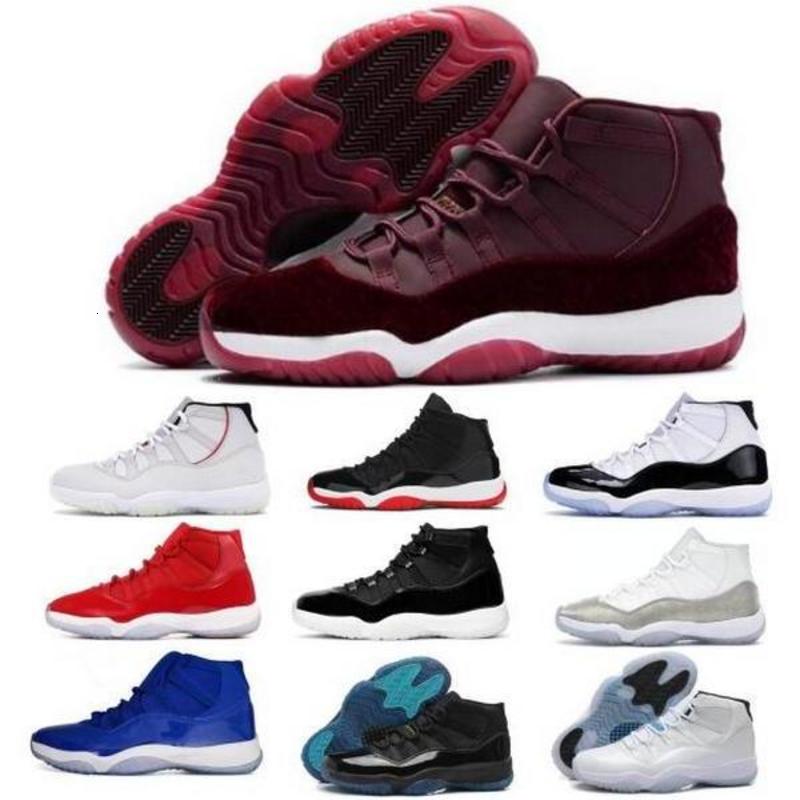 

Jumpman 11 11s Heiress Velvet Mens Women Basketball Shoes Sneakers 25th Anniversary Concord Gamma Legend Blue Space Jam High Top Tenis Shoes, White;red