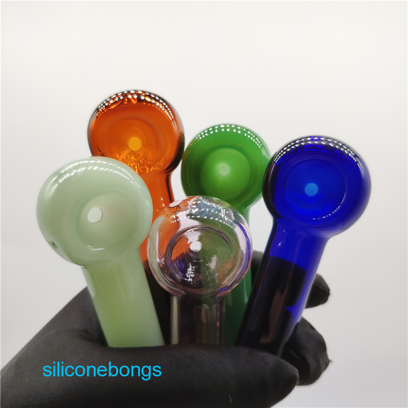 

New Arrival Popular Colorful Glass Hand Pipe Pyrex Glass Pipes Smoking Tobacco Hand Pipes Spoon Pipe Dab Tools for Dry Herb