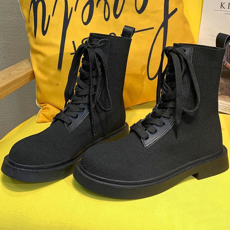 

Brand Female wedges platform boots Thick Bottom Autumn short Ankle Mesh Breathable Boots Shoes zapatos de mujer botas B23-331, Black