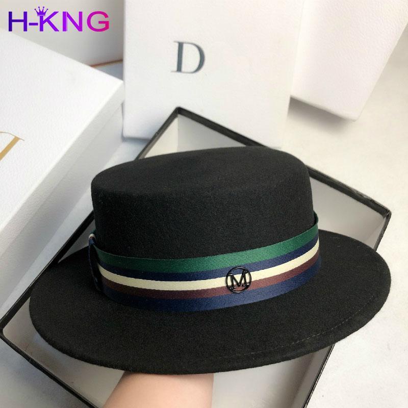 

About Joker Wool Hat Sir Women in Europe and the British Fashion Hat Socialite Party Tide Solid Color Flat Top Noble1, White